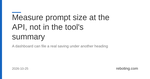 Measure prompt size at the API, not in the tool's summary